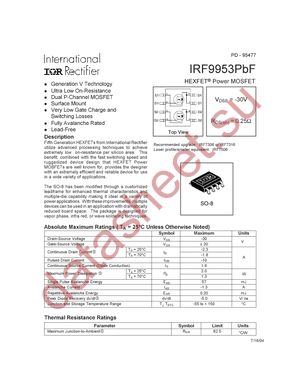 IRF9953TRPBF datasheet  